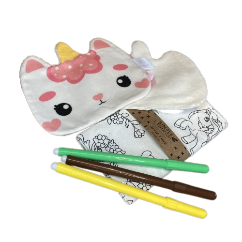 ensemble lingette licorne et coloriage enfant