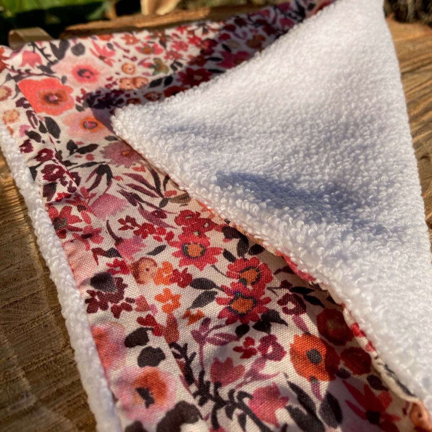 lingette fleurie rose microfibres