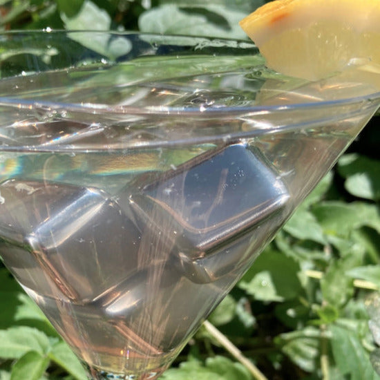 Ensemble de Glaçon INOX, Ice Whisky en Acier Inoxydable, Glaçon Reutilisable et sans Dilution, Cubes de 4 pièces, Technologie de Refroidissement Elevée