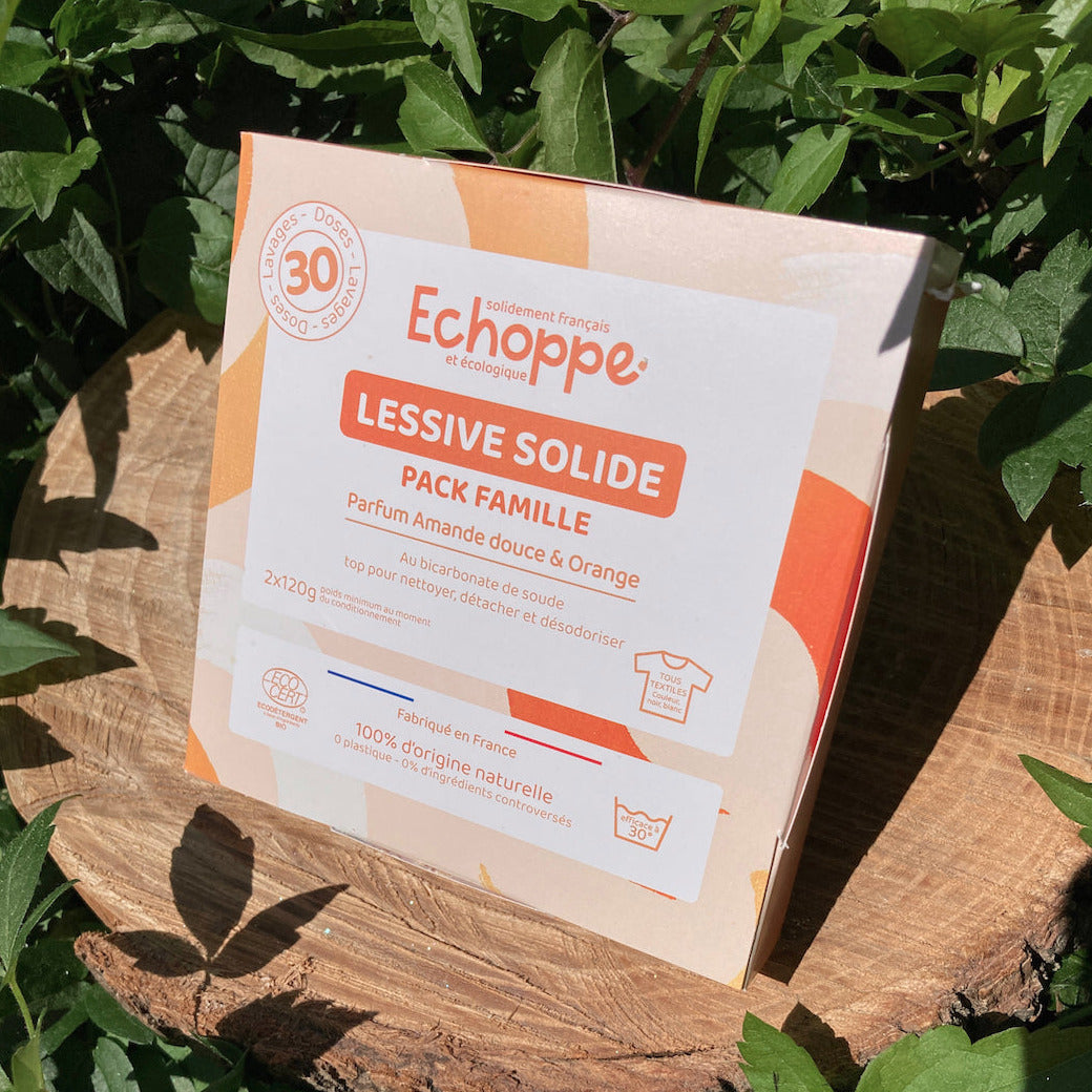 Lessive solide en tablette, nettoyant prêt à l'emploi, lessive écologique sans plastique, linge propre, ingrédients naturels, lessive vegan française