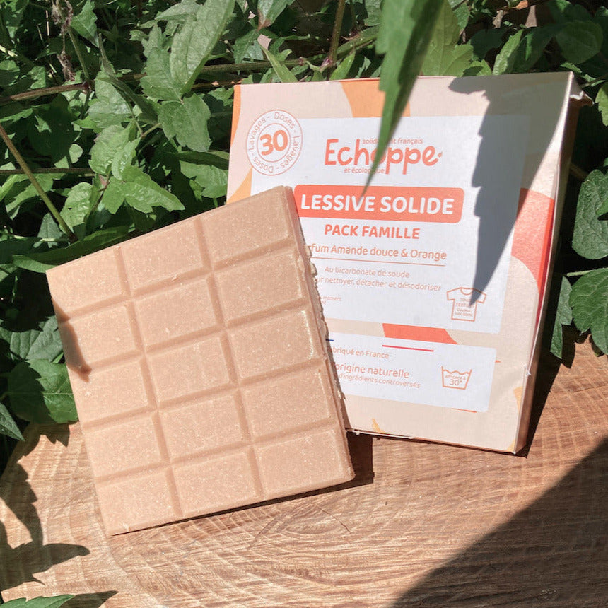 Lessive solide en tablette, nettoyant prêt à l'emploi, lessive écologique sans plastique, linge propre, ingrédients naturels, lessive vegan française