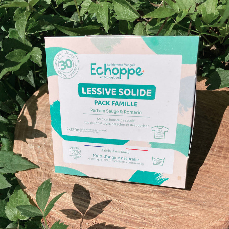 Lessive solide en tablette, nettoyant prêt à l'emploi, lessive écologique sans plastique, linge propre, ingrédients naturels, lessive vegan française