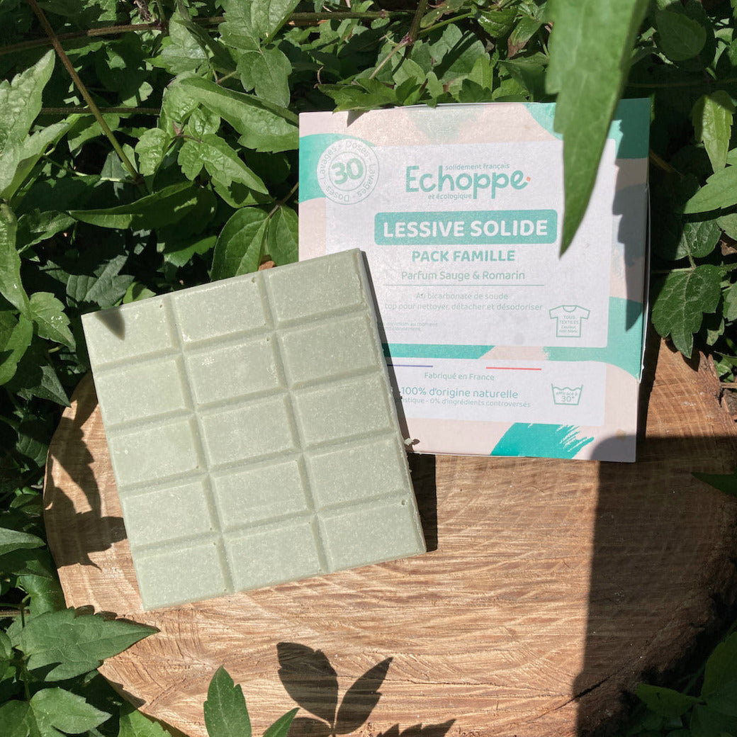 Lessive solide en tablette, nettoyant prêt à l'emploi, lessive écologique sans plastique, linge propre, ingrédients naturels, lessive vegan française