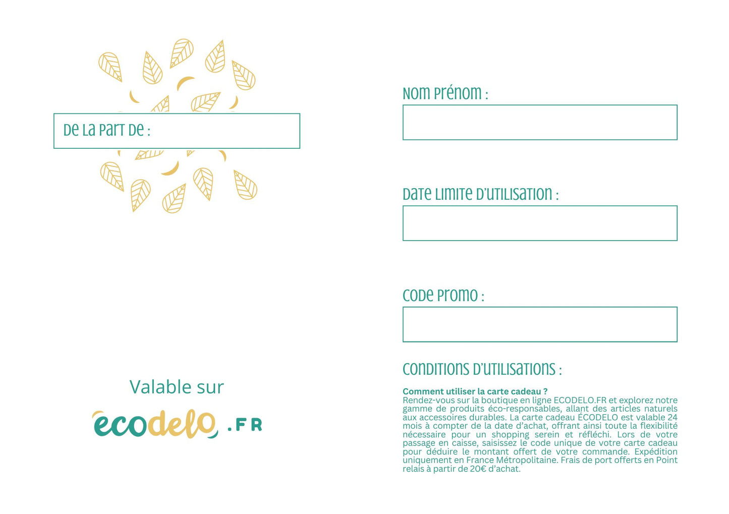 carte cadeau ecodelo verso
