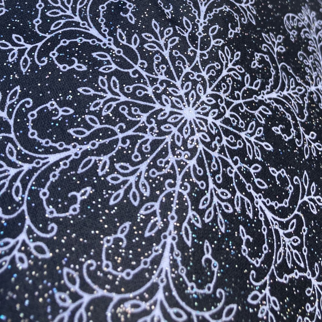détail motif flocons noirs cabas isotherme en tissu