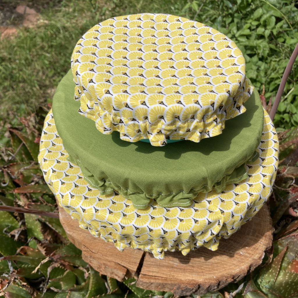 charlottes alimentaires adaptables et réutilisables en 3 tailles avec élastique sur souche d'arbre