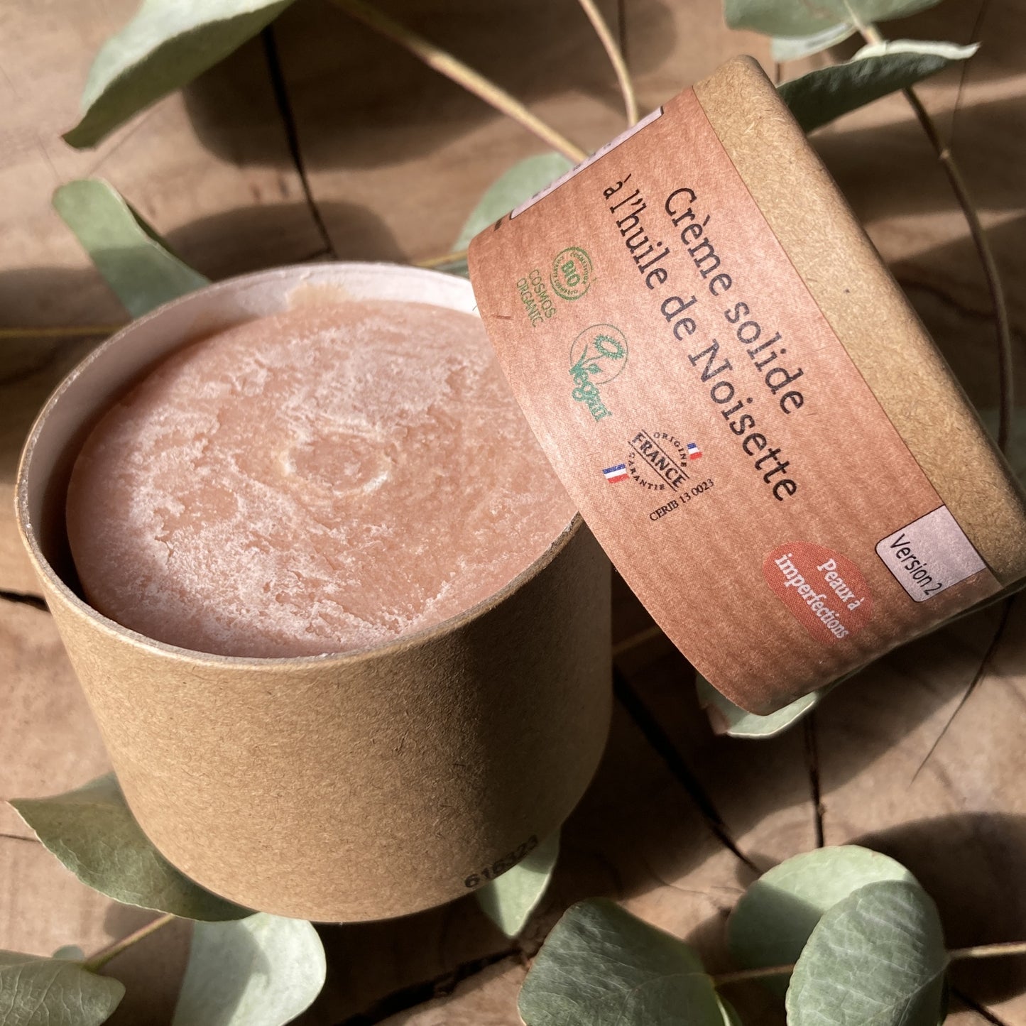 creme solide naturelle rose dans boite en carton