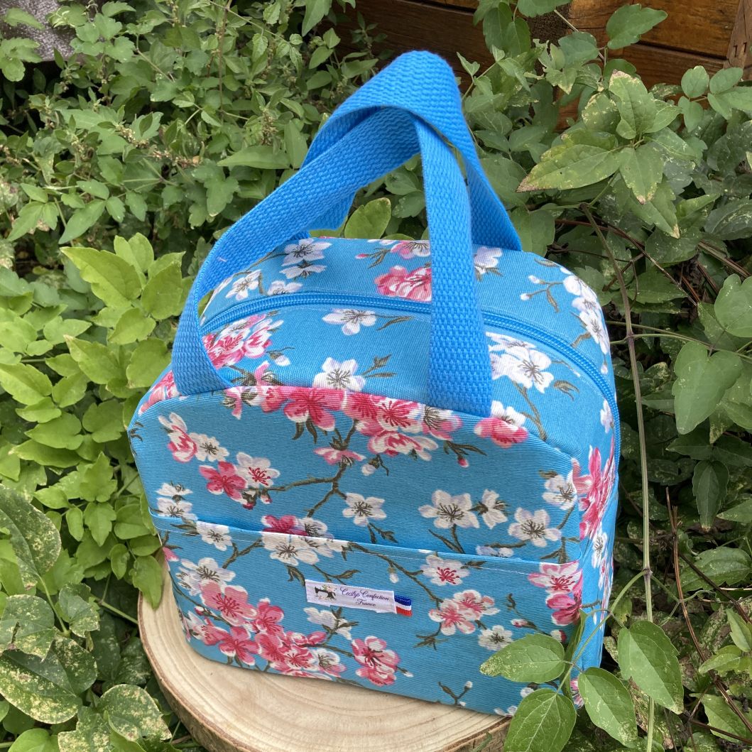 sac motifs flleuri de face avec poignée