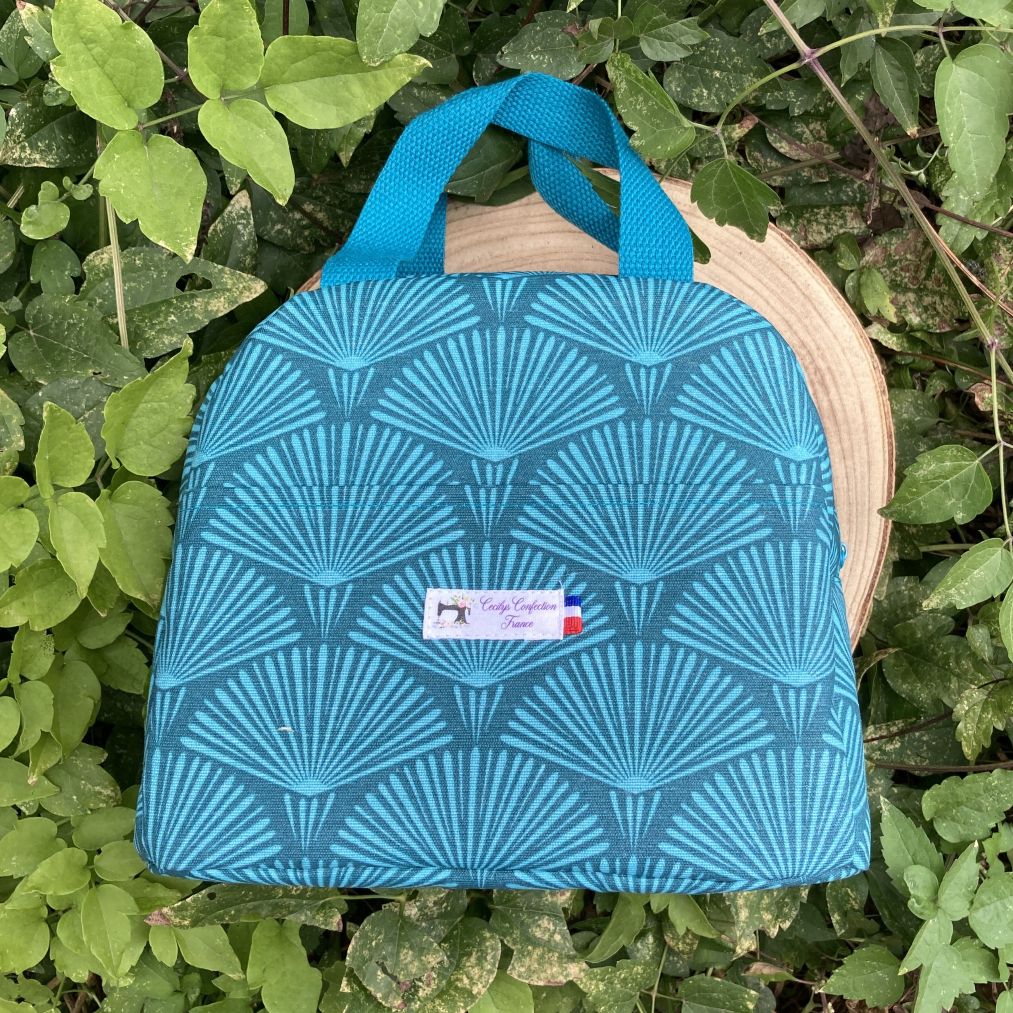 sac déjeuner isotherme bleu éventails