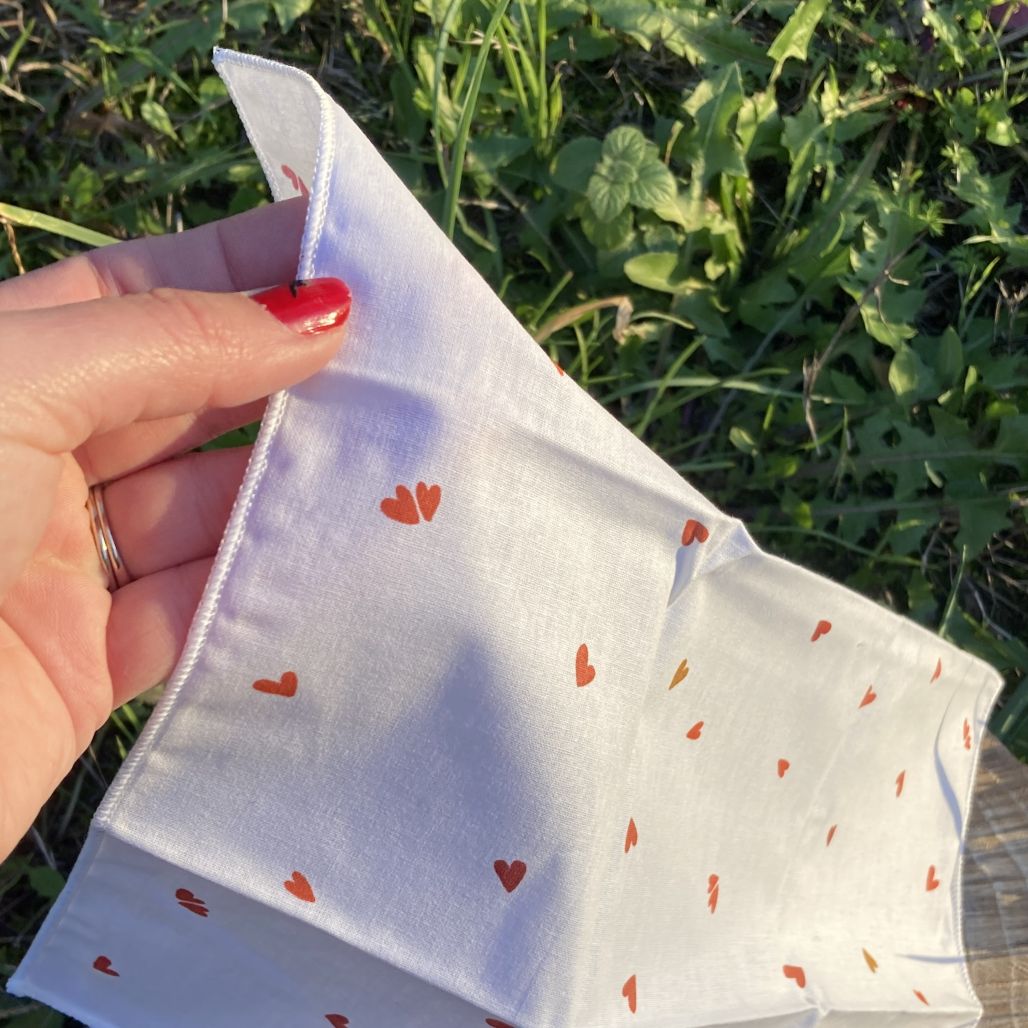 mouchoir en coton cœurs