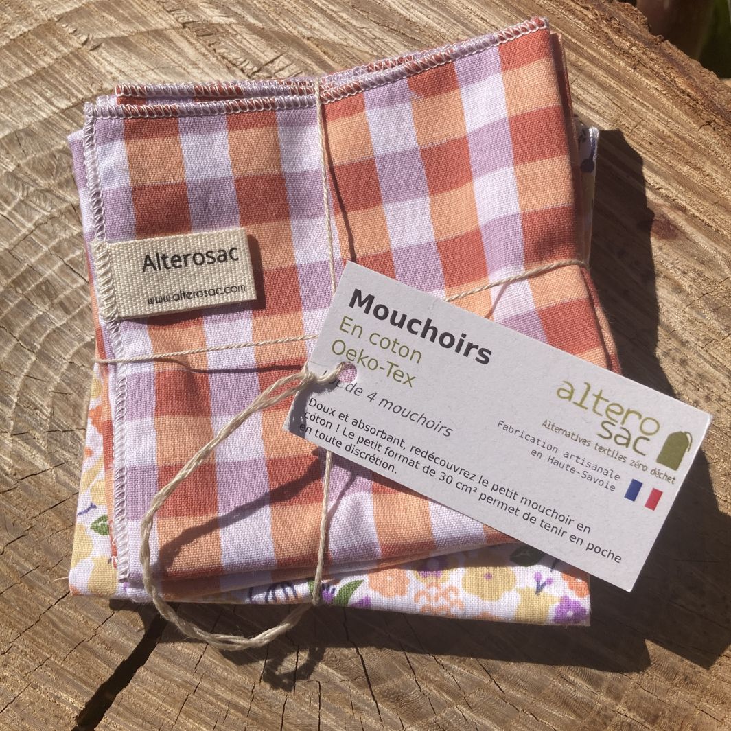 lot de 4 mouchoirs lavables français