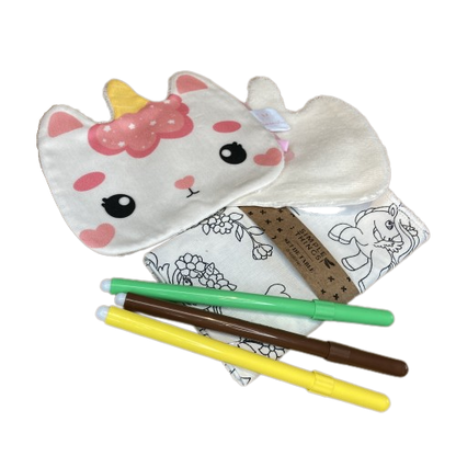 ensemble lingette licorne et coloriage enfant