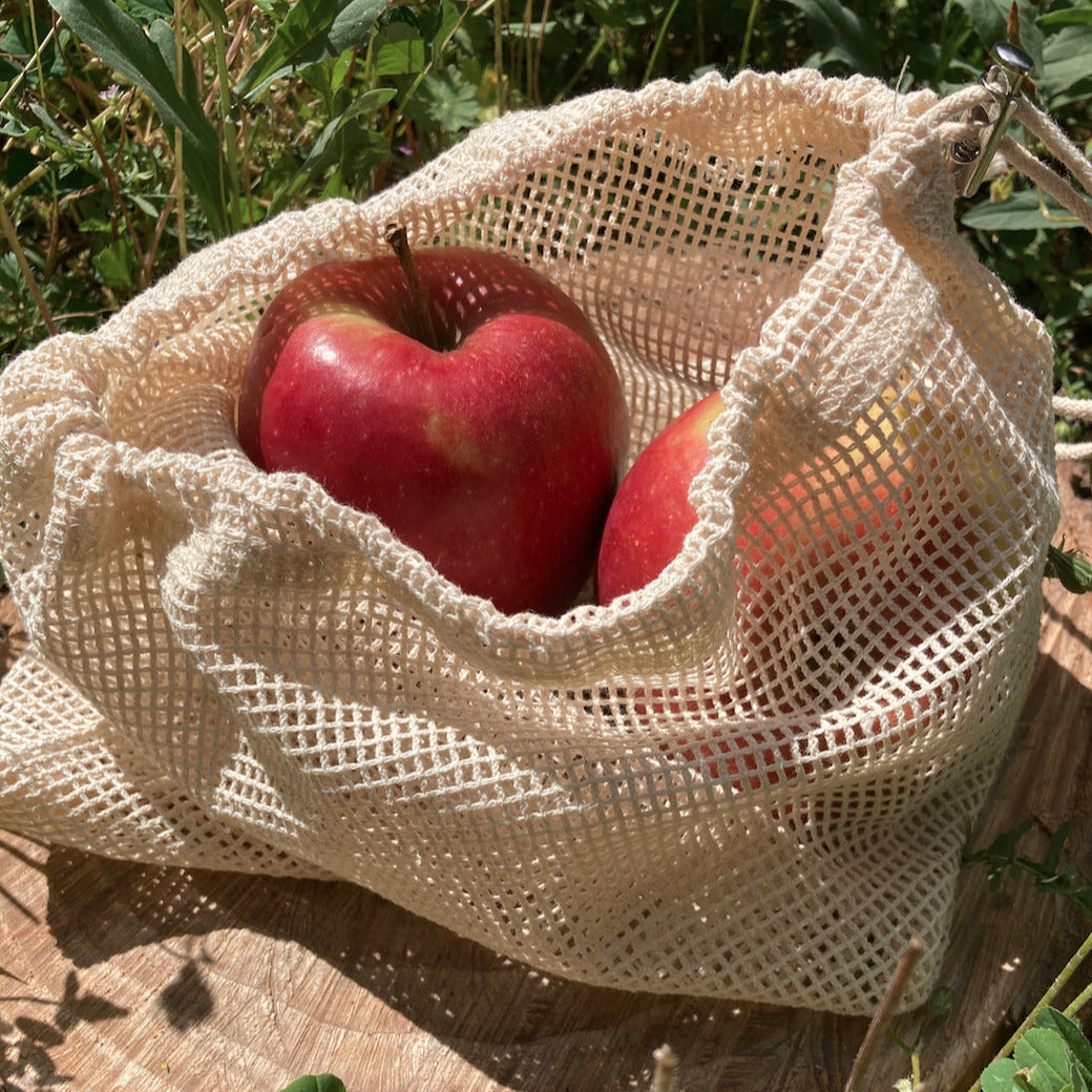 Sac réutilisable en coton bio pour fruits légumes, filet course écologique, vrac, pochon alimentaire, provision, nourriture, pomme, rangement linge