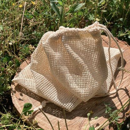 Sac réutilisable en coton bio pour fruits légumes, filet course écologique, vrac, pochon alimentaire, provision, nourriture, pomme, rangement linge