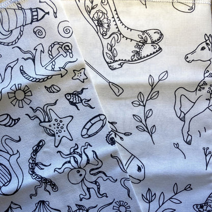 set de table en coton, coloriage, reutilisable, feutres, lavable, economique