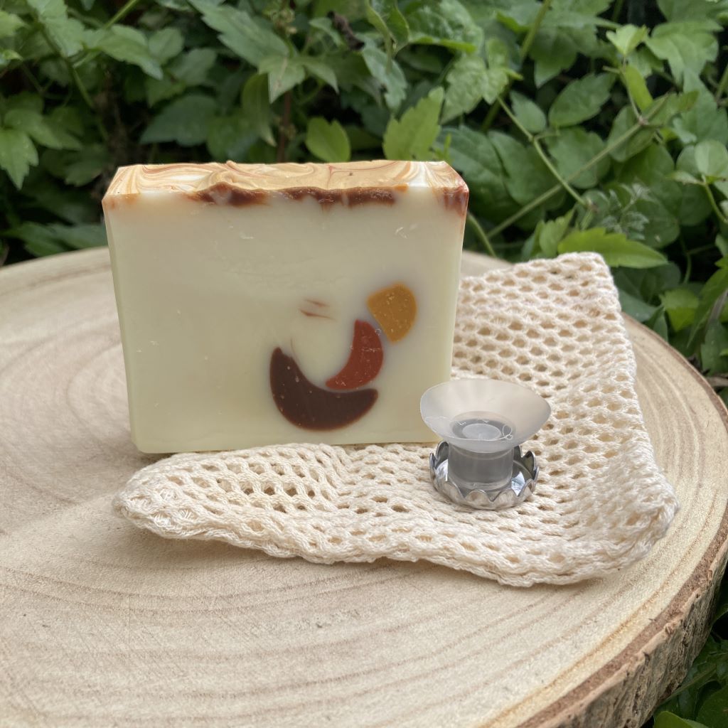Kit Zéro Déchet salle de bain : savon artisanal, porte-savon aimanté et filet sauve-savon