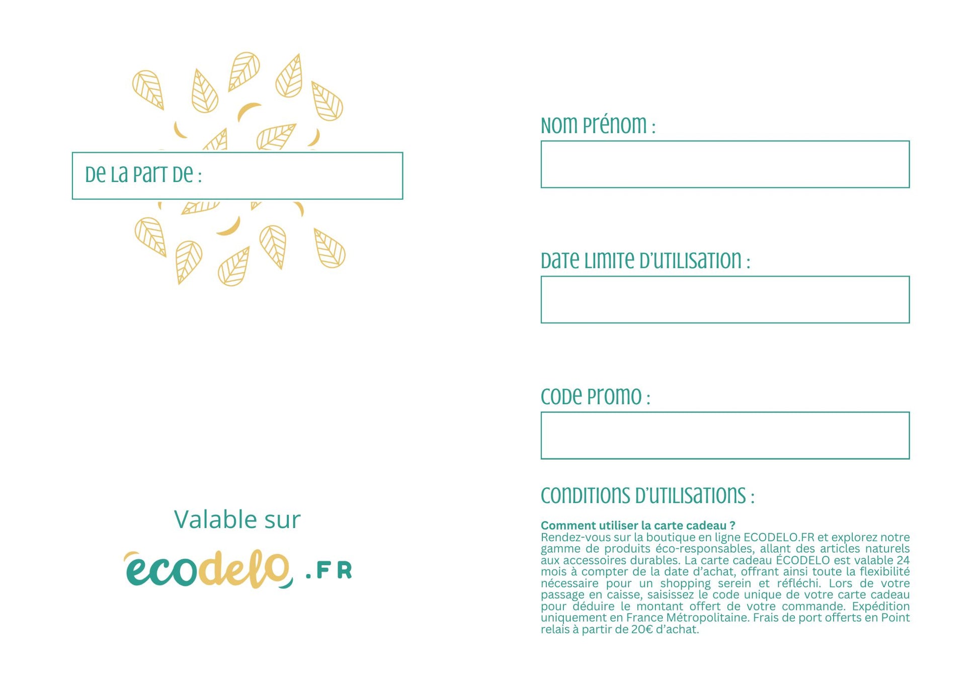 carte cadeau ecodelo verso