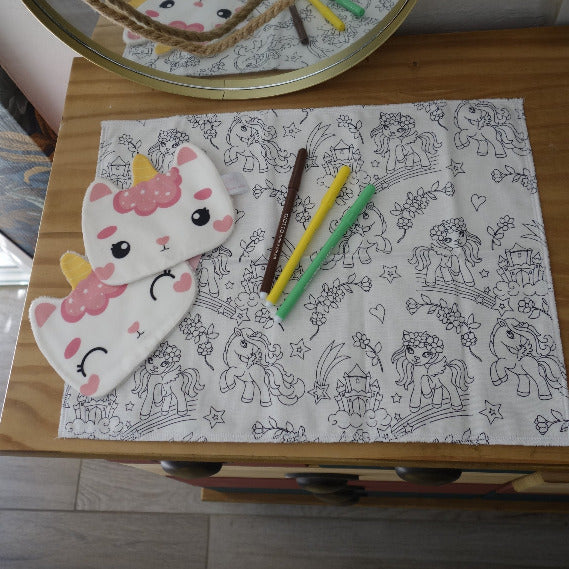 coloriage, set lavable, enfant, feutres, lingette, hygiene, jeu, animaux, mignons