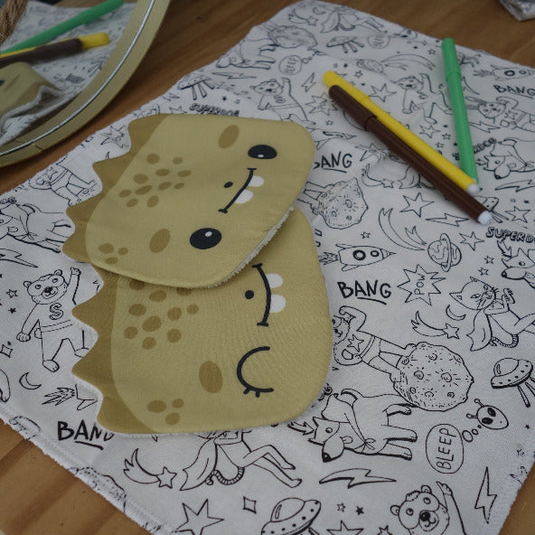 coloriage, set lavable, enfant, feutres, lingette, hygiene, jeu, animaux, mignons