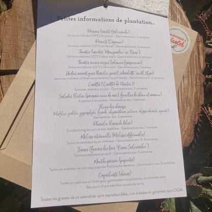 graines à planter dans du papier ensemencé