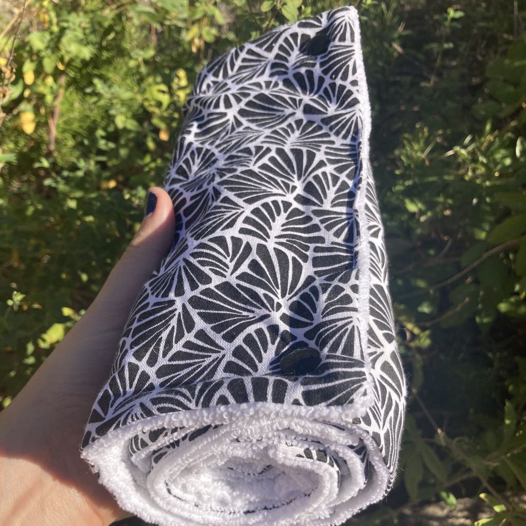 essuie-tout lavable noir et blanc