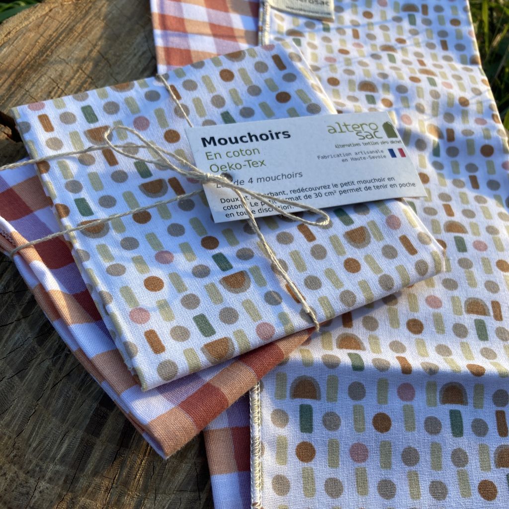 détail 4 mouchoirs en coton