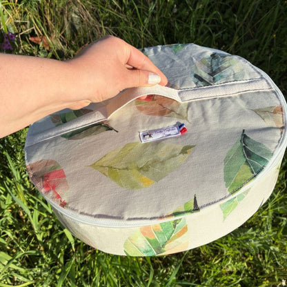 sac transport gâteau beige feuilles