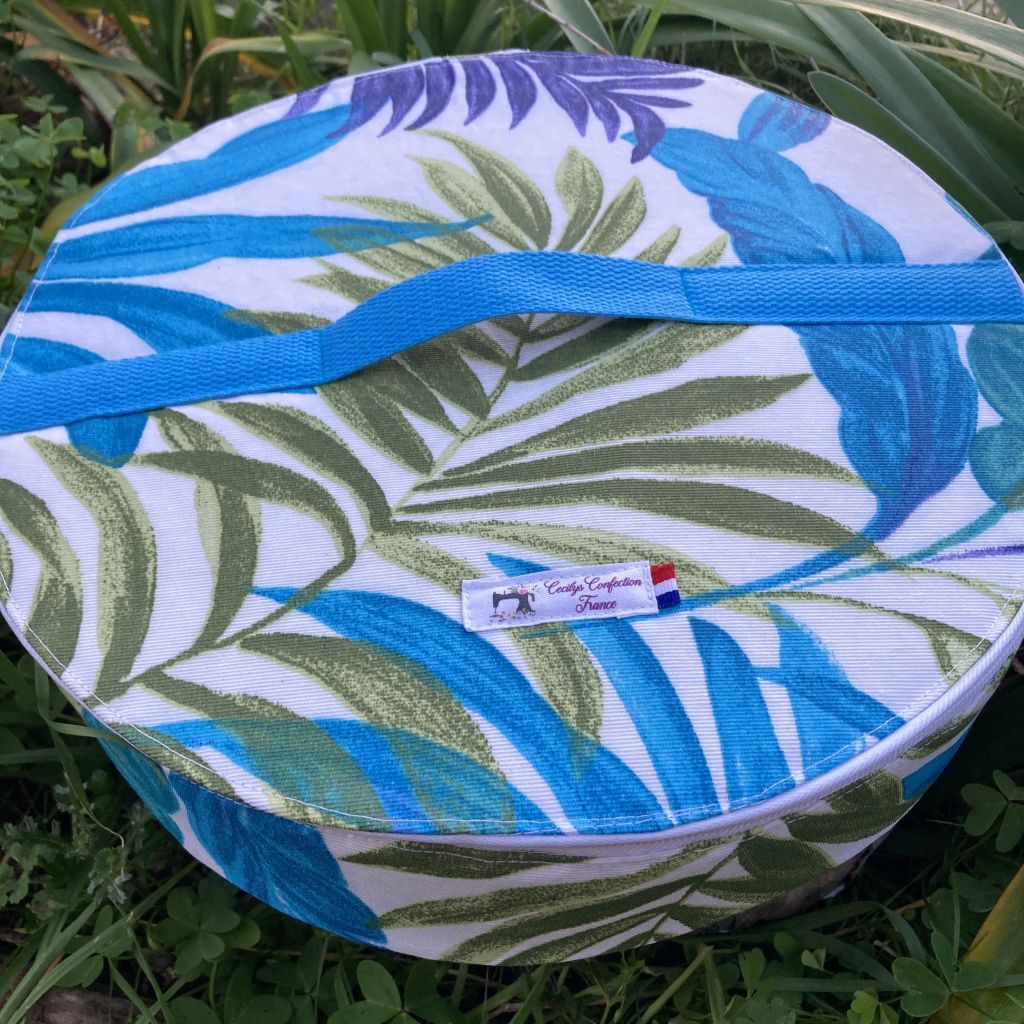 sac isotherme bleu feuilles