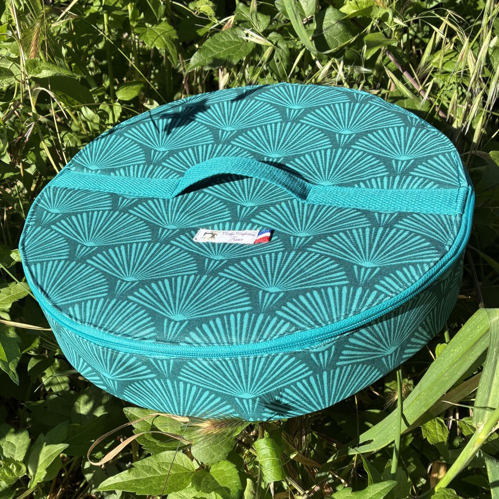 sac transport gâteau bleu éventails