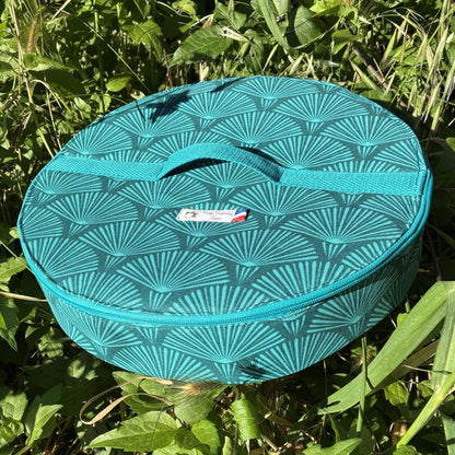 sac transport gâteau bleu éventails