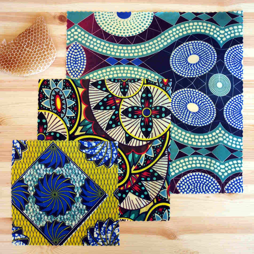 beewrap, emballage alimentaire, protege plat, coloré, pomme, tissu, cire d'abeille
